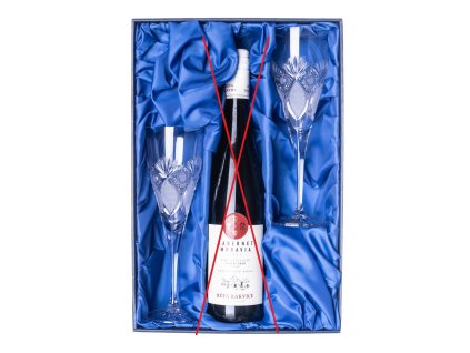 Dárková sada na víno s 2 broušenými sklenicemi 260ml brus Paříž
