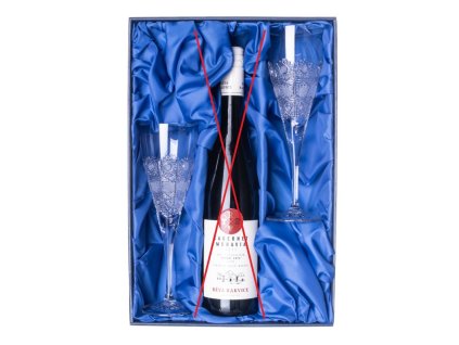 Dárková sada na víno s 2 broušenými sklenicemi 310ml brus Klasik