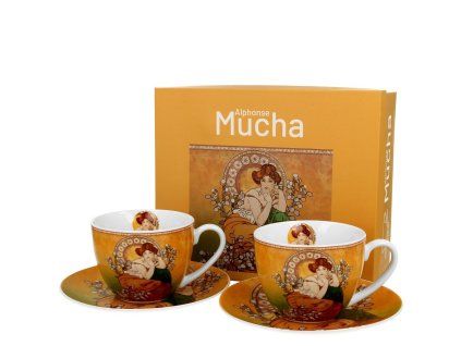 2 šálky s podčálky Alfons Mucha