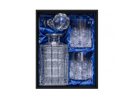 Whisky set Bohemia Crystal karafa + 2 sklenice na whisky - klasický brus