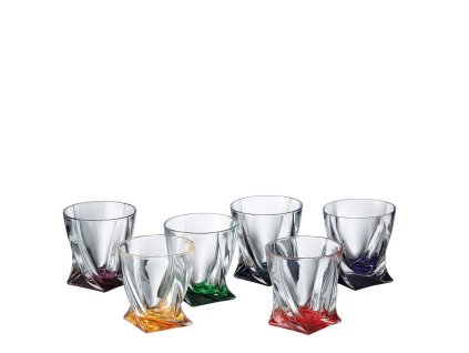 Barevné sklenice na whisky - Quadro 340ml, 6 ks.