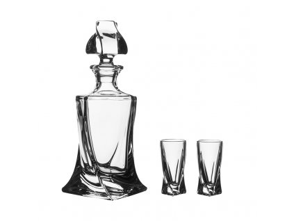 Bohemia Crystal likér set Quadro, karafa + 6 sklenic, likérky 50ml