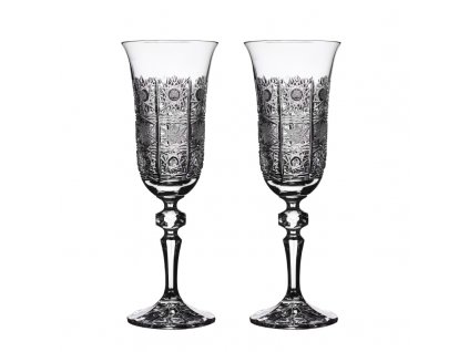 Bohemia Crystal sada 2 broušených sklenic na šampaňské Laura. Brus klasik.