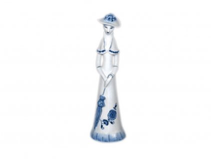 614280 cibulak porcelanova figurka dama s destnikem 35 x 9 x 9 cm