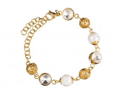 Náramek z chirurgické oceli Lotus Pearl s říčními perlami Preciosa