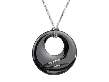 Přívěsek z chirurgické oceli Dark Wheel s keramikou a kubickou zirkonií Preciosa