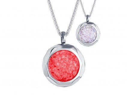 Přívěsek z chirurgické oceli Duo Colour s českým křišťálem Preciosa - červený, bílý