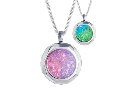 Přívěsek z chirurgické oceli Duo Colour s českým křišťálem Preciosa - růžový, zelený