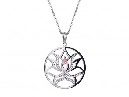 Přívěsek z chirurgické oceli Lotus Flower s kubickou zirkonií - stříbrný