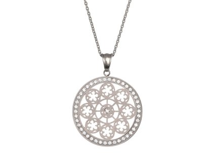 Přívěsek z chirurgické oceli Rosette II s kubickou zirkonií Preciosa - stříbrný