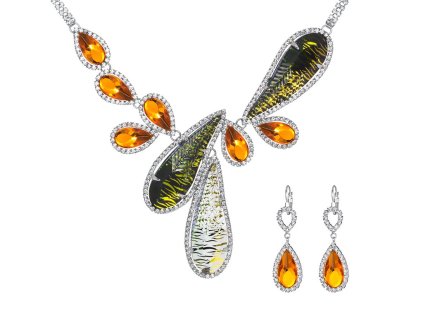 Štrasový set Thyra by Veronika s českým křišťálem Preciosa - oranžový