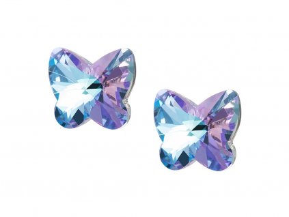 Stříbrné náušnice Butterfly Harmony s motýly z českého křišťálu Preciosa - malé