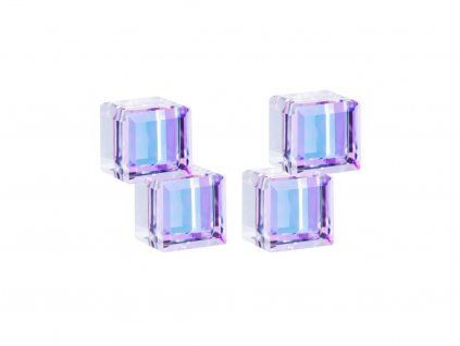 Stříbrné náušnice Crystal Cubes s českým křišťálem Preciosa - fialové