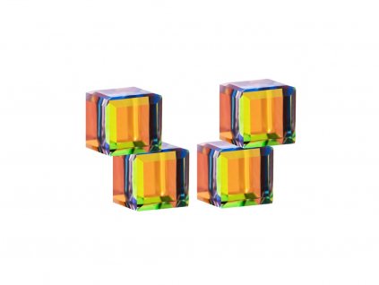 Stříbrné náušnice Crystal Cubes s českým křišťálem Preciosa - kombi