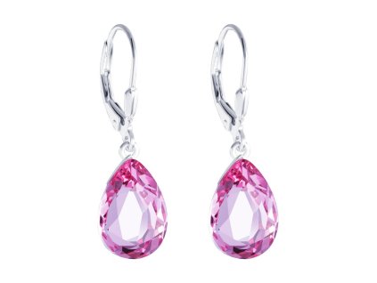 Stříbrné náušnice Iris s českým křišťálem Preciosa - růžové 6079 69