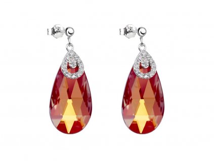 Stříbrné náušnice Ruby Glow s českým křišťálem Preciosa