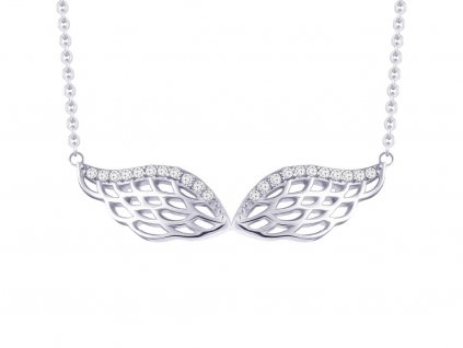 Stříbrný náhrdelník Angel Wings s kubickou zirkonii Preciosa