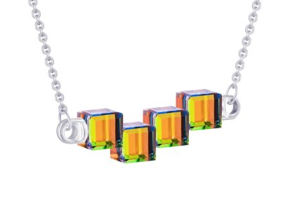 Stříbrný náhrdelník Crystal Cubes s křišťálem Preciosa - kombi
