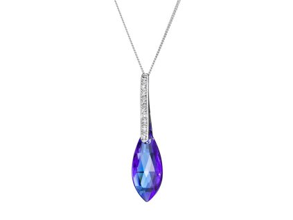 Stříbrný přívěsek Peacock Feather s českým křišťálem Preciosa - modrý