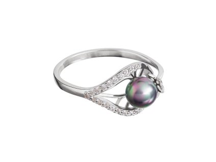 Stříbrný prsten Touch of Luxury s černou říční perlou Preciosa