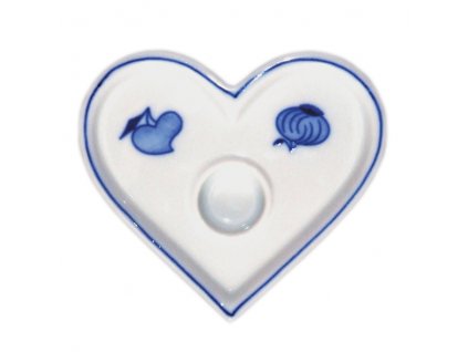 Svícen plochý - srdíčko - cibulový porcelán 10618