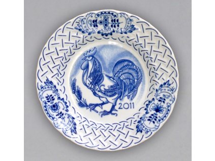 Talíř závesný reliéfní / výroční 2011 - cibulový porcelán 10432