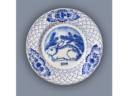 Talíř závěsný reliéfní / výroční 2014 - cibulový porcelán 10432
