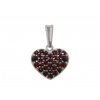 Český granát Srdce velké přívěsek stříbrný 140034