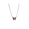 Český granát Motýlek náhrdelník stříbrný 170974