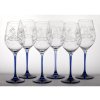 Sklenice na víno, souprava - 6 ks. cibulákový dekor.