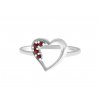 Český granát prsten stříbrný srdíčko 121035