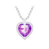 Štrasový náhrdelník ve tvaru srdce s českým křišťálem Preciosa - fialový