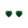Stříbrné náušnice Cher, srdce s kubickou zirkonií Preciosa, zelené 5237 66