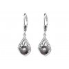 Stříbrné náušnice Touch of Luxury s černou říční perlou Preciosa 5210 20