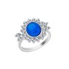 Stříbrný prsten Camellia s českým křišťálem a kubickou zirkonií Preciosa - modrý 6108 68