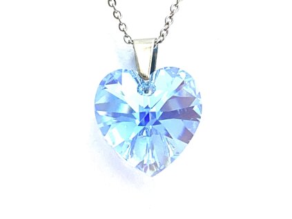 Přívěsek Srdce Swarovski crystal s ocelovým řetízkem světle modrá