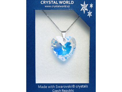 Přívěsek Srdce Swarovski crystal s ocelovým řetízkem duhová