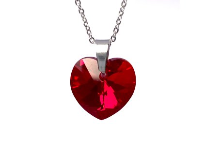 Přívěsek Srdce Swarovski crystal s ocelovým řetízkem červená