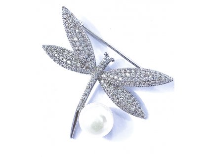 Dragonfly brooch with a pearl