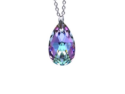 Přívěsek Kapka Swarovski crystal s ocelovým řetízkem fialová duhová