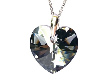 Přívěsek Srdce Swarovski crystal s ocelovým řetízkem šedá