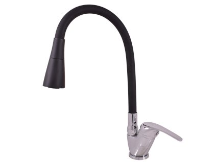 SÁZAVA - Dřezová baterie s flexibilním ramínkem, Chrom/Černá SA506.5/13, RAV Slezák (Barva chrom/černá, Rozměr 3,8")