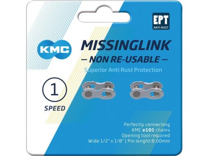 Missinglink KMC 1/2" x 1/8"  101 NR EPT 2 ks, pro retezy e101,široký, stríbrná