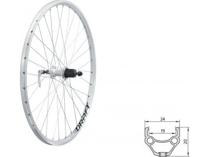 Zapletené koleso zadné KLS DRAFT R, 26", silver