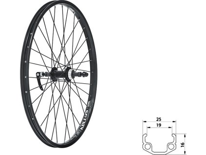 63381 63388 Zadne WASPER FREEWHEEL V brake R 24 black