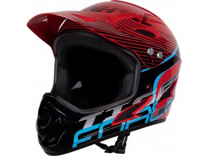 přilba FORCE TIGER downhill,červ.-černo-modrá L-XL