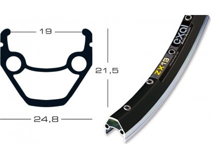 Ráfik Exal ZX 19 26" čierny 559-19 VL6,5 32H nit