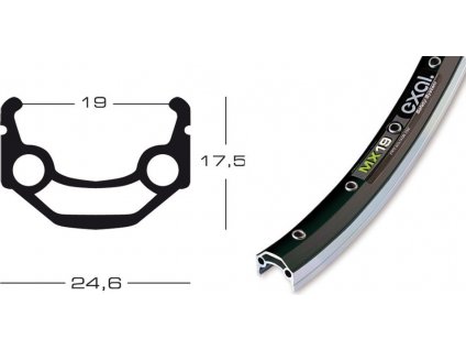 Ráfik Exal MX 19 26" čierny 559-19 VL8,5 36H nit