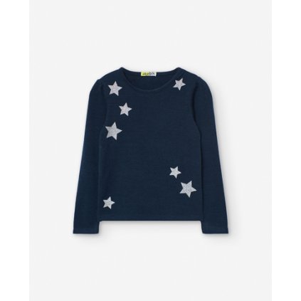 Dievčenské tričko s dlhým rukávom - Modrá (Veľkosť 116)