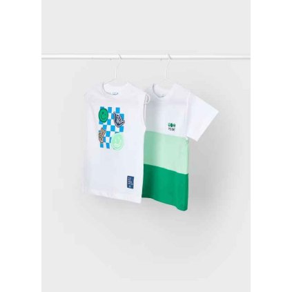 MAYORAL  chlapčenské bavlnené tričko duo pack - Biela (Veľkosť 134)